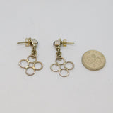 Pair of Sterling Silver Garnet Circles Form Stud Drop Earrings Vintage c1970