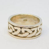 Sterling Silver Celtic Style Wide Band Wedding Ring Vintage c1970 Size M