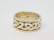 Sterling Silver Celtic Style Wide Band Wedding Ring Vintage c1970 Size M