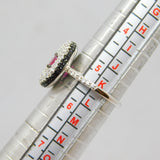 Sterling Silver Synthetic Ruby & Spinel Target Dress Ring Modern c1990 Size K