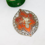 Siam Sterling Silver & Red Niello Enamel Dancing Goddess Brooch Antique c1940