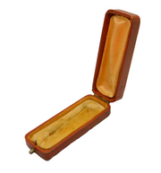 Edwardian Brown Tooled Leather Fitted Stick Pin Jewellery Box Antique