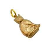 9ct Yellow Gold Sitting Cat Charm Pendant Vintage 1959 Chester