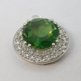 Sterling Silver Green & White Paste Charm Pendant Vintage c1970