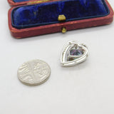 Sterling Silver Colourful Glass Heart Charm Pendant Vintage c1970