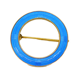 Aksel Holmsen Norwegian Sterling Silver Gilt Blue Enamel Halo Brooch Vintage