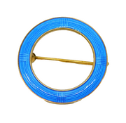 Aksel Holmsen Norwegian Sterling Silver Gilt Blue Enamel Halo Brooch Vintage