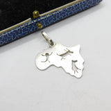 Sterling Silver Cave Painting Outline of Africa Charm Pendant Vintage c1970