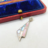 Sterling Silver Modernist Form Mother Of Pearl Drop Pendant Vintage c1970