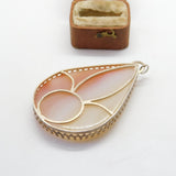 Sterling Silver Mounted Large Agate Drop Pendant Vintage c1970