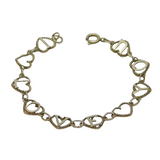 Sterling Silver "I LOVE YOU" Open Heart Link Bracelet Vintage 1973 Birmingham
