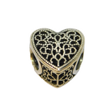 Sterling Silver PANDORA Cutwork Heart Charm Bead Vintage c2000