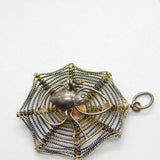 Sterling Silver Spider in her Web Charm Pendant Vintage c1970