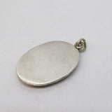 Siam Sterling Silver Niello Enamel Cow Pattern Drop Pendant Antique c1930