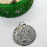 George III Sterling Silver Maundy Threepence Coin Charm Antique 1762