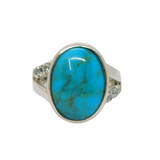 Sterling Silver Turquoise & Blue Topaz Statement Band Ring Vintage c1990 Size P