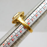 Gold On Sterling Silver Blue & White Paste Dress Ring Vintage c1970 Size M 1/2