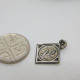Sterling Silver Enamel Madonna Religious Charm Pendant Vintage c1970
