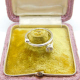 Sterling Silver Wrap Ring With Diamond Paste Vintage c1970 Size N