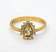 9ct Yellow Gold, Pear-Cut Citrine & Diamond Dress Ring Vintage Birmingham
