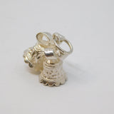 Sterling Silver Two Bells With Ribbon Charm Pendant Vintage c1970