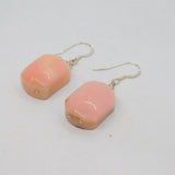 Pair of Sterling Silver Pink Quartz Artisan Hook Drop Earrings Vintage c1970