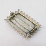 Victorian Sterling Silver & Agate Set Dress Brooch Pin Antique c1860
