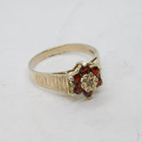 Sterling Silver 6 Garnet & Diamond Cluster Ring Vintage 1980 London Size N 1/2