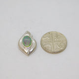 Sterling Silver Synthetic Opal Ellipse Charm Pendant Modern c1990s