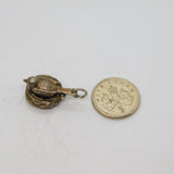 Sterling Silver Bird On Nest With Eggs Charm Pendant Vintage c1970s