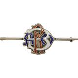 Sterling Silver Colourful Enamel Monogram Brooch Pin Antique c1920 Art Deco
