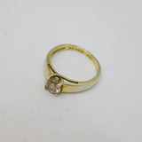 Sterling Silver Gilt CZ Solitaire Engagement Band Ring Modern c2000 Size N 1/2