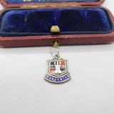 Sterling Silver & Enamel Worcester Shield Charm Pendant Vintage c1970
