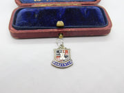 Sterling Silver & Enamel Worcester Shield Charm Pendant Vintage c1970