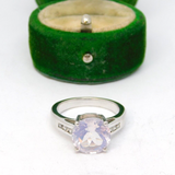 Sterling Silver Pale Lilac Crystal Solitaire Ring Vintage c1970 Size M
