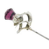 Charles Horner Sterling Silver & Amethyst Paste Thistle Hat Pin Antique Chester