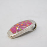 Sterling Silver Greek Synthetic Opal Set Drop Pendant Vintage c1980
