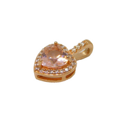 Sterling Silver Gilt Pink Topaz & White Topaz Heart Charm Pendant Vintage c1970s