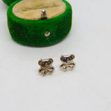 9ct White Gold Teddy Bear Stud Earrings Vintage c1980