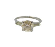 Sterling Silver CZ Art Deco Style Dress Band Ring Modern c1990 Size N