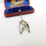 Sterling Silver Wishbone Charm Pendant Vintage c1970
