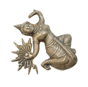 20th Century Siam Sterling Silver Dancing Goddess Brooch Antique c1930s