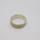 Sterling Silver Triple Row Paste Set Dress Band Ring Vintage c1970 Size O