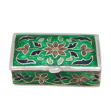 20th Century Sterling Silver & Colourful Enamel Pill Box Antique c1940s