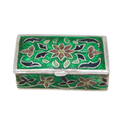 20th Century Sterling Silver & Colourful Enamel Pill Box Antique c1940s