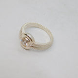 Sterling Silver White Topaz Glittery Textured Band Ring Modern c2000 Size Q 1/2