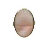 Sterling Silver Natural Pink Shell Statement Ring Vintage c1970 Size O 1/2