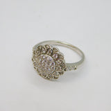 Sterling Silver Multi-Stone CZ Large Flower Dress Ring Vintage c1990 Size N 1/2