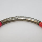 19th Century Chinese Sterling Silver, Enamel & Coral Bangle Bracelet Antique