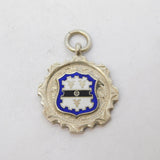 Sterling Silver & Enamel Sporting Fob Medal Antique 1921 Birmingham Deco